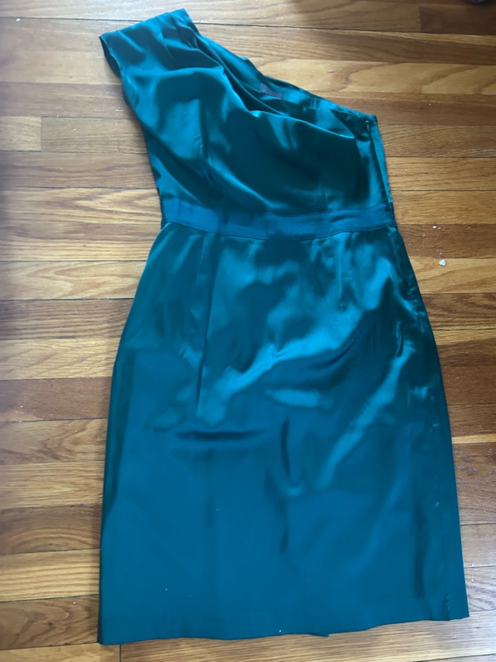 Banana Republic Teal One-Shoulder Satin Dress